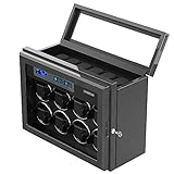 Watch Winder for Automatic Watches, Carbon Fibre Shell with High-Gloss Lacquer, Upgraded Adjustable Watch Pillows Fit for Universal Lady and Men's Watch, Built-in Illumination