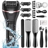 Electric Callus Remover for Feet with Rechargeable Waterproof 17 in 1 Professional Pedicure Kit with 3 Roller Heads 2 Speed Foot Care Tools Perfect for Dead Hard Cracked Dry Skin