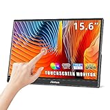 Akntzcs Touchscreen Portable Monitor, 15.6 Inch Full HD 1920x1080P Touchscreen Monitor, HDMI USB-C External Secondary Monitor for Phones PCs PS4 PS5 Switch, Built-in Kickstand & Speakers
