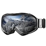 OutdoorMaster OTG Ski Goggles - Over Glasses Ski/Snowboard Goggles for Men, Women & Youth - 100% UV Protection (Black Frame + VLT 10% Grey Lens with REVO Silver)