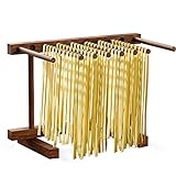 FIRSTBUY Collapsible Pasta Drying Rack, Spaghetti Noodle Dryer for Homemade Noodle, Natural Wood Noodle Drying Rack with 8 Suspension Rods, Easy to Storage Design (Acacia)