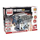 Machine Works MWH10 Build Your Own V8 Engine Toy - Replica Model Building Kit - Features Augmented Reality, Sounds, Illumination, 10+ Years, 250 Pieces - Multi Colour, 30cm