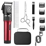 Sminiker Low Noise Horses Clippers Rechargeable Cordless Pet Clippers Grooming Kit with Storage Bag 5 Speed Professional Animal Clippers Pet Grooming Kit