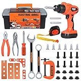 Elitoky Kids Tool Box Set - 35 PCS Durable Pretend Play Tool Toys for Toddler, Kids Electric Power Drill Toys Construction Tool Kit Playset Accessories Gift for Girls Boys Ages 3 4 5 6 7 8 Years Old