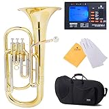 Mendini by Cecilio B Flat Baritone Horn with Stainless Steel Pistons (Beginner)