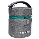 nanobebe Breastmilk Baby Bottle Cooler & Travel Bag with Ice Pack Included. Compact Triple Insulated, Easily attaches to Stroller or Diaper Bag- Grey