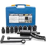 1:64 Torque Multiplier Wrench Set - 1 Inch Drive Heavy Duty Torque Multiplier Wrench - 3,688 ft/lbs (4800 N/M) Labor Saving Lug Nut Wrench Set - Includes 8pc Socket Set (24-38MM)