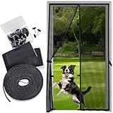 Fiberglass Mesh Magnetic Screen Door – Heavy Duty Self-Closing Hanging Door Net Screen with Magnet Closures – Available in 5 Colors and Many Sizes – Magnetic Door Screen by Sentry Screens Black