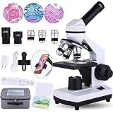Herwicm Microscope for adults40-2000XCompound Microscope，Dual LED Illumination for School Home Lab Educational Gift Child Student Beginner Microscope