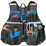 Tool Vest Electrician, 15 Pockets Tool Vest for Handyman, Carpenter Construction Electrician Tool Vest, Reflective Safety Tool Vest for Men