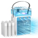 Seven Swift Portable Air Conditioners no windows needed, Mini Evaporative Personal Air Cooler & Humidifier, 7 color lights, 3 Speeds, Rechargeable Best Portable Fan AC Unit for Office Desk, Bedroom