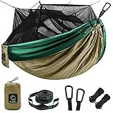 Grassman Camping Hammock Mosquito Net, Double Hammock with Net, Portable Hammock Tent for Travel Camping, Camping Accessories for Indoor, Outdoor, Hiking, Backpacking, Backyard, Beach Khaki