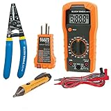 Klein Tools 81021 Electrical Tester Tool Kit with Multimeter, Non-Contact Voltage Pen, Receptacle Tester, Wire Stripper / Cutter, 4-Piece, Orange