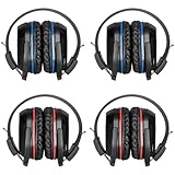 SIMOLIO 4 Pack IR Headphones for Car DVD, Wireless Headphone for TV, Outdoor Movie, Dual Channel Infrared Headphone for uConnect VES, Dodge, Honda Odyssey, Town and Country, GMC Yukon, Not Bluetooth