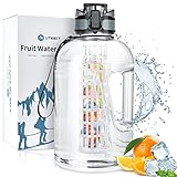 UTEBIT 74 OZ Fruit Infuser Water Bottle, Half Gallon Insulated Sports Water Bottle With Straw, 2.2L BPA Free Leak Proof Tritan Large Water Jug with Strap for Gym, Camping, Travel, Outdoor