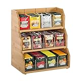 Bamboo Tea Bag Organizer Storage Holder for Tea Bags Stackable Wooden 3 Layer Tea Caddy Box Containers Tea Packet Rack Teabag Shelf Tea Station Stand for Cabinet Countertop Office