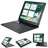 LENRICH iPad pro 12.9 case with Keyboard 2017 2nd 2015 1st, 360 Rotatable Wireless Folio 180 Swivel Stand Hard Cover Auto Sleep Wake up Black