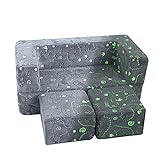 MeMoreCool Kids Couch Toddler Sofa Nugget Couch for Kids, Dinosaur Glow in The Dark 3 in 1 Fold Out Kids Sofa, Modular Toddler Couch for Boys, Children Convertible Plush Sofa Play Set and Sofa Bed