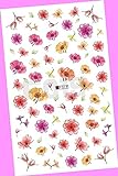 Daisy Glory Canna Hibiscus Rose Transparent Flowers 3D Nail Stickers F019 for Nails Design Nail Art Stickers Decals Supplies Manicure Tips Sticker Colorful for Nail Decorations