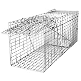 SZHLUX 32' Live Animal Cage Trap, Heavy Duty Folding Raccoon Traps, Humane Cat Trap for Stray Cats, Raccoons, Squirrel, Skunk, Mole, Groundhog, Armadillo, Rabbit, Catch and Release(SZ-HXL8130-NEW).