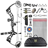 Topoint Trigon Compound Bow Full Package,CNC Milling Riser,USA Gordon Composites Limb,BCY String,19'-30' Draw Length,19-70Lbs Draw Weight,IBO 320fps (Black)