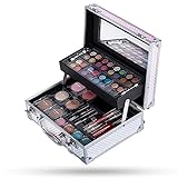 Hot Sugar Makeup Kit for Women Full Kit Teen Girls Starter Cosmetic Gift Set with Cute Mermaid Train Case Includes Pigmented Eyeshadow Palette Blush Lipstick Lip Pencil