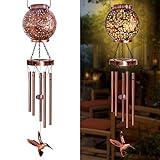 Wind Chimes for Outside 38' Hummingbird Solar Wind Chimes Outdoor Gifts for Mom Hanging Solar Lantern, Garden Decor Wind Chime for Patio Yard, Christmas Windchimes Outdoors Gifts for Women Grandma