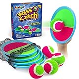 Ayeboovi Toss and Catch Ball Set Beach Toys Outdoor Games for Kids Outside Toys Beach Games Lawn Games Indoor and Yard Game for Kids and Family (4 Mitts & 4 Balls)