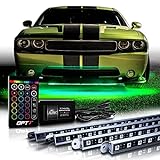 OPT7 Aura Aluminum Underglow LED Lighting Kit for Cars w/Wireless Remote, Exterior Neon Accent Underbody Strips, Multi-Color n Mode, Waterproof, Soundsync, Aluminum Casing, Door Assist, Smart LED, 8pc