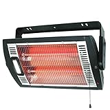 Optimus H-9010 Portable Garage Shop Electric Quartz Ceiling Mounting Heater with Halogen Lighting and Single Pull Easy To Use Operation