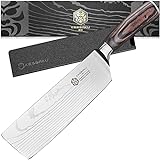 KESSAKU Nakiri Knife - 7 inch - Samurai Series - Asian Vegetable Cleaver - Razor Sharp Kitchen Knife - Forged 7Cr17MoV High Carbon Stainless Steel - Wood Handle with Blade Guard