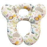 DEEZOMO Baby Travel Pillow, Head and Neck Support Cushion for Car Seat - Newborn Prevent Flat Head for Pushchair,Car Seat,Trave (White Animal Flower)