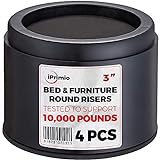 iPrimio Bed Risers - Round, 3 Inch Lift, Heavy Duty, 4 Pack, Up to 10000lbs - Bed Raising Blocks, Furniture Risers - Safe, Sturdy Bed Lifts for College Dorm Rooms, Couches, Tables, Desk Riser