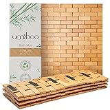 UmiBoo Bamboo Bath mat (24 x 16 inches, Medium) or Rug Made of Natural Bamboo with Wooden Look, Floor Accessories for Bathroom Shower, Sauna, Spa, Indoor or Outdoor, Non Slip and Water Resistantnch