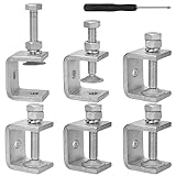 WMAZtool Stainless Steel Small C Clamp Set, 1 Inch Heavy Duty Metal C-clamp, Mini Tiger Clamp G-Clamp U Clamps with Stable Wide Jaw Opening/I-Beam Design for Woodworking Mounting Welding, 6pcs