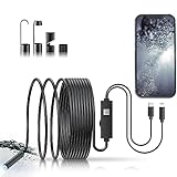 Endoscope Camera with Light - Borescope Inspection Snake Camera, 1920P HD Bore Scope with 8 Lights, Waterproof 16.4FT Semi-Rigid Cord for Pipe Inspection, Industrial Endoscope for Phones (Dual Line)