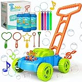 JUMELLA Automatic Lawn Mower Bubble Machine with Music for Kids, Baby Activity Walker for Outdoor, Push Toys for Toddler, Christmas Birthday Gifts for Preschool Boys Girls