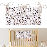 Winmany Baby Crib Organizer Cot Caddy Bed Storage Bag 2 Pockets Bedside Hanging Diaper Nursery Organizer for Diapers Toys Clothing (Flower)