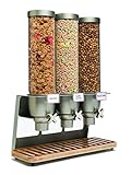 Rosseto EZ547 EZ-SERV Triple Container Table-Top Cereal Dispenser with Bamboo Tray, 3.9-Gallon Capacity, 9' Length x 21' Width x 26' Height