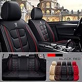 Zilituer Car Seat Covers for Lexus RX350 2005-2023,PU Leather Waterproof Cushion Cover,Vehicle Interior Accessories (Full Set) Black red