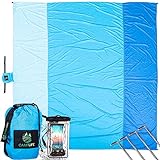 Sand Free Beach Blanket - Extra Large 10' x 9' Beach Mat for 7 Adults - Oversized Sand Proof Picnic Blanket for Travel, Camping, Hiking, Music Festivals - Lightweight Durable Quick Dry Ground Cover