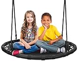 Sorbus Saucer Tree Swing- Kids Outdoor Disc Round Swing - 40' Heavy Duty 220lbs Seat- Easy Install Flying Saucer Web Circle Swing- Perfect for Gift,Playground, Birthday, Xmas, IndoorOutdoor Tire Swing