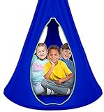 Sorbus Pod Swing for Kids - Durable Hanging Hammock Chair w/Adjustable Rope - 2 Windows & 1 Entrance - Tree Tent Sensory Swing for Kids Indoor Outdoor Use - 250lbs Sturdy Nest Swing - (40', Blue)