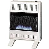 ProCom ML200TBA-B Ventless Propane Gas Blue Flame Space Heater with Thermostat Control for Home and Office Use, 20000 BTU, Heats Up to 950 Sq. Ft., Includes Wall Mount and Base Feet, White