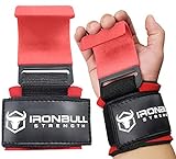 Iron Bull Strength Weight Lifting Steel Hooks (Pair) – Heavy Duty Lifting Wrist Straps - Deadlift Straps for Powerlifting- Thick Padded Workout Hook – Weightlifting Gloves for Heavy Lifting (Red)