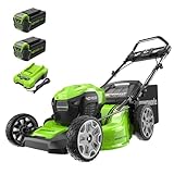Greenworks 40V 21' Brushless Cordless (Smart Pace / Self-Propelled) Lawn Mower (75+ Compatible Tools), (2) 4.0Ah Batteries and Charger Included