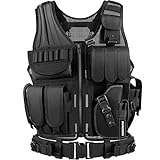 HUNTSEN Tactical Vest for Men Lightweight Adjustable Outdoor Training Breathable Vest for Adults with Detachable Belt