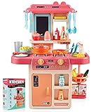 Surefect - Kitchen Play Set with Accessories- Mini Kitchen Set with Realistic Light Sound Steam Simulation- Indoor Games Cooking Playset with Water Outlet- Toys for Toddlers Children & Girls