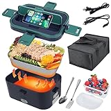 Nidacci Electric Lunch Box, 3 in 1 Portable Heated Lunch Box, with 1.8L 304 Stainless Steel Container, Suitable for Car/Truck/Home/Office,12V 24V 110V, High Power 80W, Leakproof