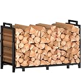 Dicasser 6ft Firewood Rack Holder for Fireplace Wood Storage, Adjustable Heavy Duty Fire Log Stacker Stand for Outdoor Indoor Fireplace Metal Organizer,Black
